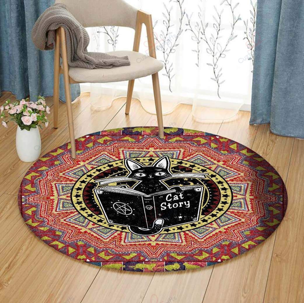 Cat Story Round Carpet Floor Rug Living Room Bedroom Decor Round Area Rug Carpet Cat Story Round Carpet Floor Rug Living Room Bedroom Decor Round Area Rug Carpet
