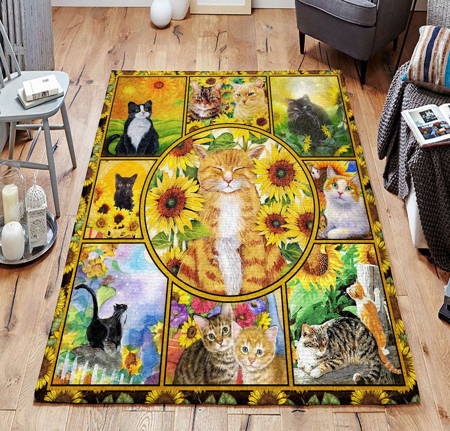 Cat Sunflower Rug Sport Decor Gift Floor Decor Living Room Carpet Rug Area Rug - 849614bcc427 Cat Sunflower Rug Sport Decor Gift Floor Decor Living Room Carpet Rug Area Rug - 849614bcc427