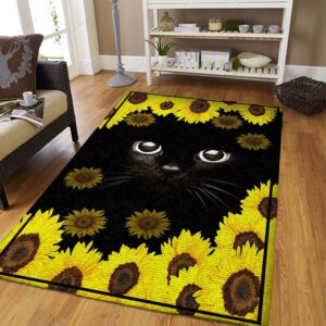 Cat Sunflower Rug Sport Decor Gift Floor Decor Living Room Carpet Rug Area Rug - 86ae9b245ca8
