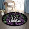 Cat We Are All Mad Here Round Carpet Floor Rug Living Room Bedroom Decor Round Area Rug Carpet