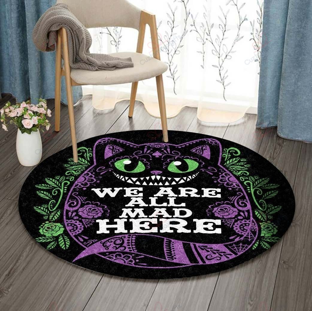 Cat We Are All Mad Here Round Carpet Floor Rug Living Room Bedroom Decor Round Area Rug Carpet Cat We Are All Mad Here Round Carpet Floor Rug Living Room Bedroom Decor Round Area Rug Carpet
