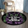 Cat We Are All Mad Here Round Carpet Floor Rug Living Room Bedroom Decor Round Area Rug Carpet