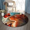 Cat With Butterfly Round Carpet Floor Rug Living Room Bedroom Decor Round Area Rug Carpet