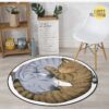 Cats Hug Together Round Carpet Floor Rug Living Room Bedroom Decor Round Area Rug Carpet