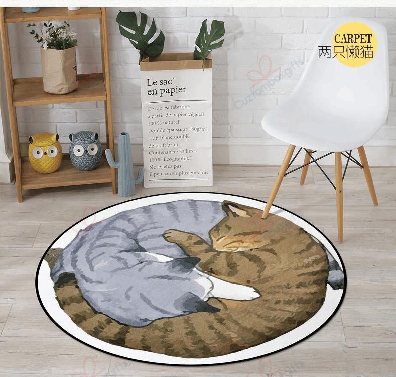 Cats Hug Together Round Carpet Floor Rug Living Room Bedroom Decor Round Area Rug Carpet Cats Hug Together Round Carpet Floor Rug Living Room Bedroom Decor Round Area Rug Carpet