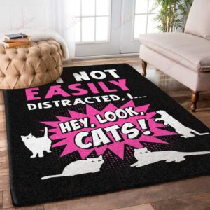 Cats Im Not Easily Distracted By Cats Rug Sport Decor Gift Floor Decor Living Room Carpet Rug Area Rug - 54aa5e620f9b