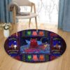 Cats In Night Round Carpet Floor Rug Living Room Bedroom Decor Round Area Rug Carpet