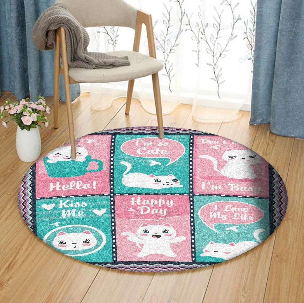 Cats Kiss Me Round Carpet Floor Rug Living Room Bedroom Decor Round Area Rug Carpet Cats Kiss Me Round Carpet Floor Rug Living Room Bedroom Decor Round Area Rug Carpet