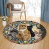 Cats Pattern Round Carpet Floor Rug Living Room Bedroom Decor Round Area Rug Carpet