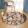 Cats Smiling Round Carpet Floor Rug Living Room Bedroom Decor Round Area Rug Carpet