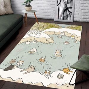 Cats With Onsen Rug Sport Decor Gift Floor Decor Living Room Carpet Rug Area Rug - 5fae409dffed