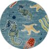 Ceasar Deep Sea Round Carpet Floor Rug Living Room Bedroom Decor Round Area Rug Carpet