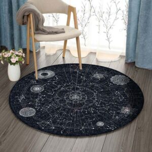 Celestial Round Carpet Floor Rug Living Room Bedroom Decor Round Area Rug Carpet