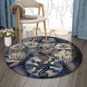 Celtic Baby Owl Round Carpet Floor Rug Living Room Bedroom Decor Round Area Rug Carpet