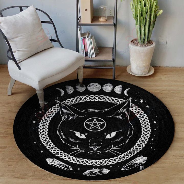 Celtic Black Cat Round Carpet Floor Rug Living Room Bedroom Decor Round Area Rug Carpet Celtic Black Cat Round Carpet Floor Rug Living Room Bedroom Decor Round Area Rug Carpet