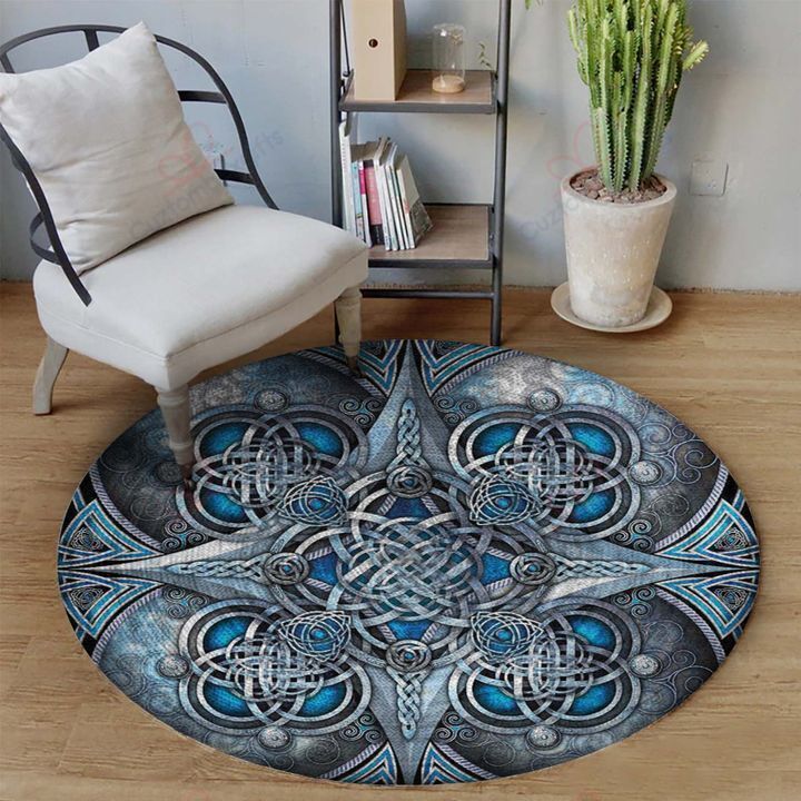Celtic Blue Pattern Round Carpet Floor Rug Living Room Bedroom Decor Round Area Rug Carpet Celtic Blue Pattern Round Carpet Floor Rug Living Room Bedroom Decor Round Area Rug Carpet