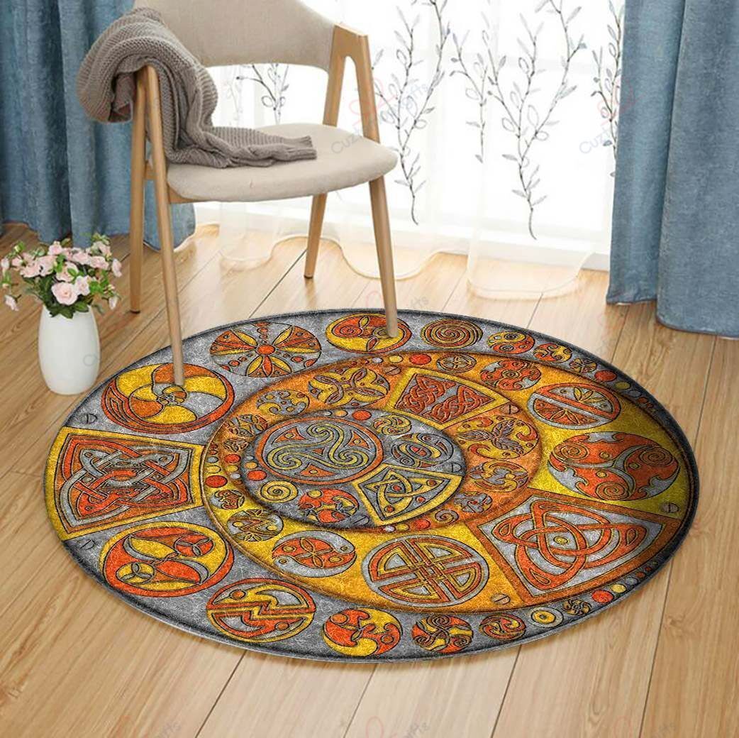 Celtic Crescents Round Carpet Floor Rug Living Room Bedroom Decor Round Area Rug Carpet Celtic Crescents Round Carpet Floor Rug Living Room Bedroom Decor Round Area Rug Carpet