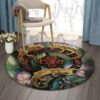 Celtic Geckos Dragonfly Butterfly And Flower Round Carpet Floor Rug Living Room Bedroom Decor Round Area Rug Carpet