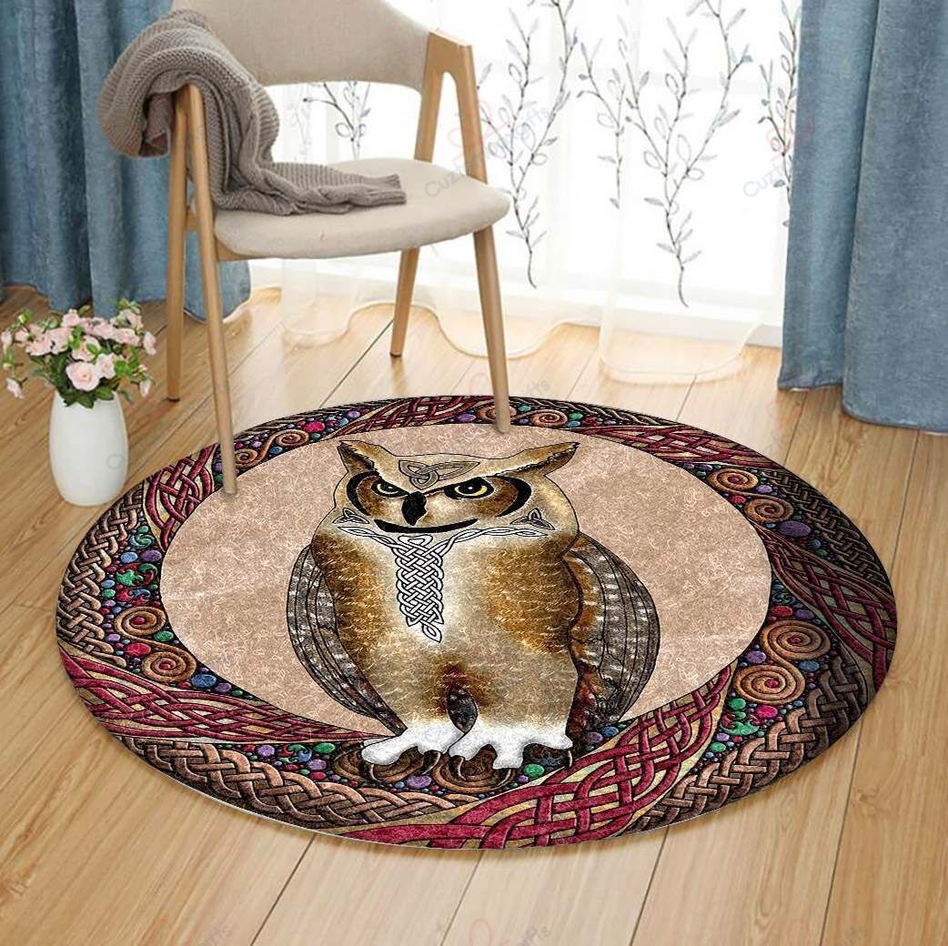 Celtic Owl Round Carpet Floor Rug Living Room Bedroom Decor Round Area Rug Carpet Celtic Owl Round Carpet Floor Rug Living Room Bedroom Decor Round Area Rug Carpet