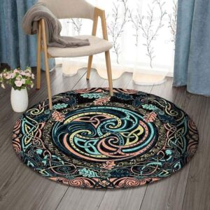 Celtic Pattern 1 Round Carpet Floor Rug Living Room Bedroom Decor Round Area Rug Carpet