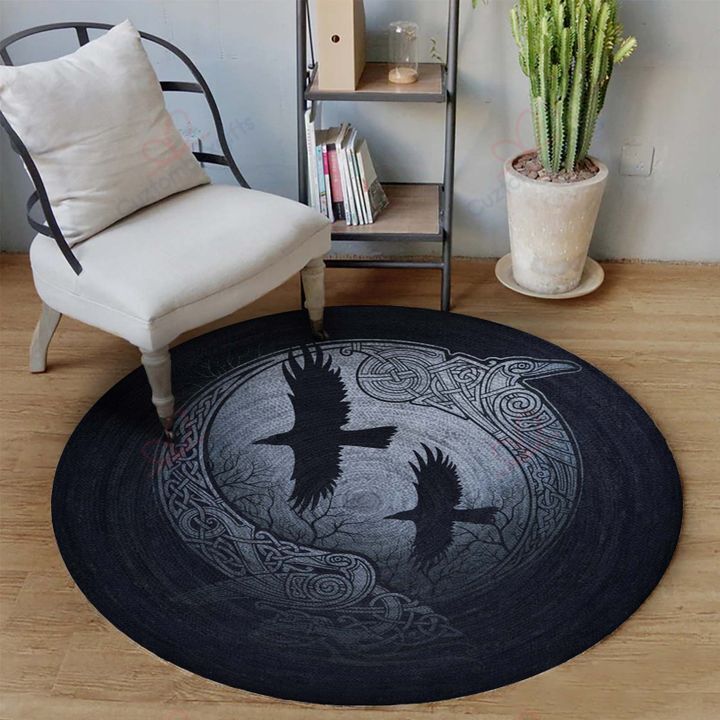 Celtic Raven Couple Round Carpet Floor Rug Living Room Bedroom Decor Round Area Rug Carpet Celtic Raven Couple Round Carpet Floor Rug Living Room Bedroom Decor Round Area Rug Carpet