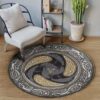 Celtic Raven Round Carpet Floor Rug Living Room Bedroom Decor Round Area Rug Carpet