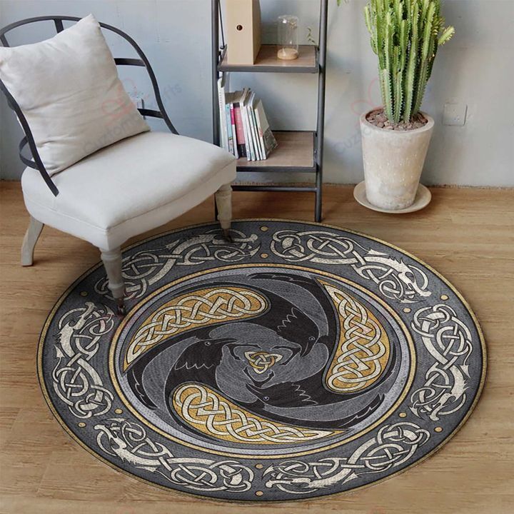 Celtic Raven Round Carpet Floor Rug Living Room Bedroom Decor Round Area Rug Carpet Celtic Raven Round Carpet Floor Rug Living Room Bedroom Decor Round Area Rug Carpet