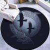 Celtic Raven Round Carpet Floor Rug Living Room Bedroom Decor Round Area Rug Carpet