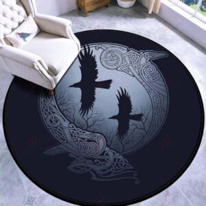 Celtic Raven Round Carpet Floor Rug Living Room Bedroom Decor Round Area Rug Carpet