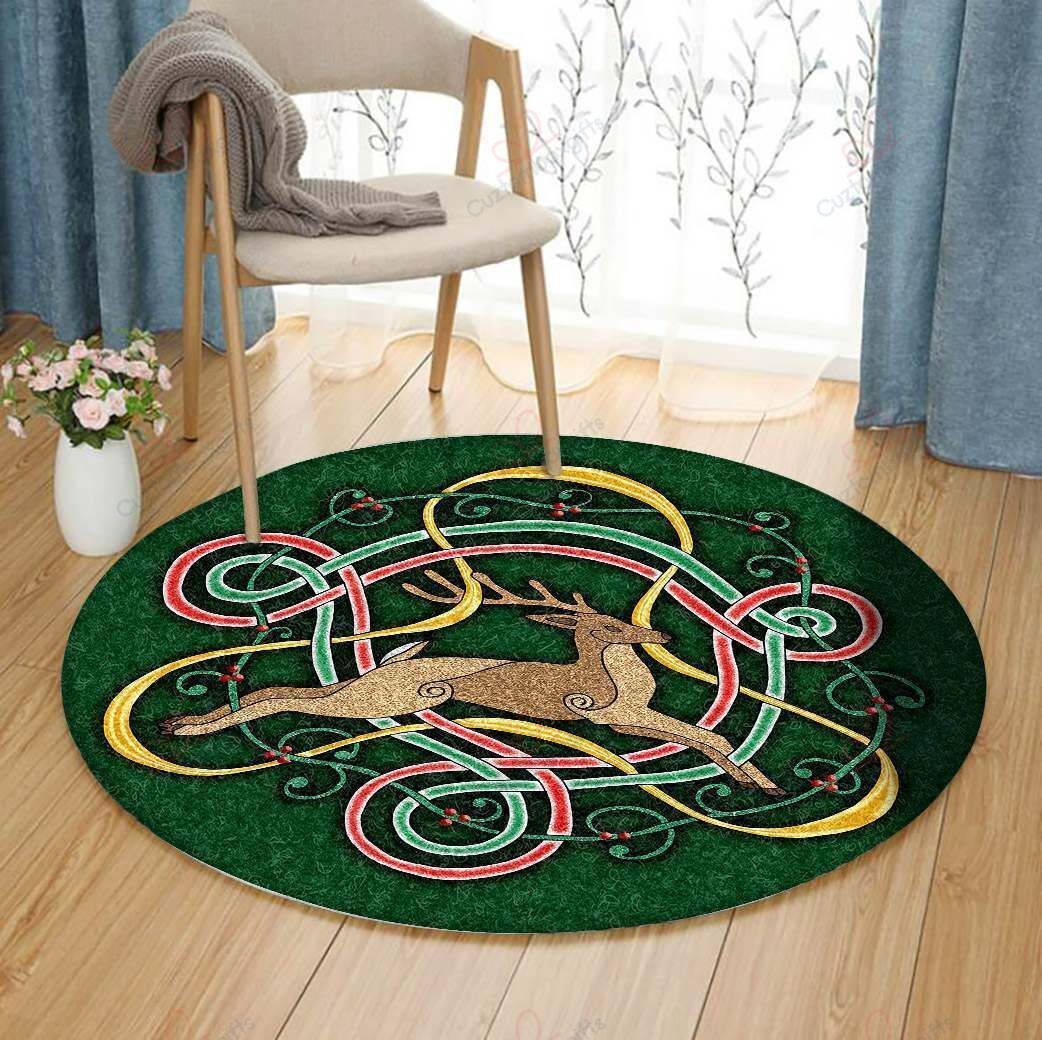 Celtic Reindeer Knots Round Carpet Floor Rug Living Room Bedroom Decor Round Area Rug Carpet Celtic Reindeer Knots Round Carpet Floor Rug Living Room Bedroom Decor Round Area Rug Carpet