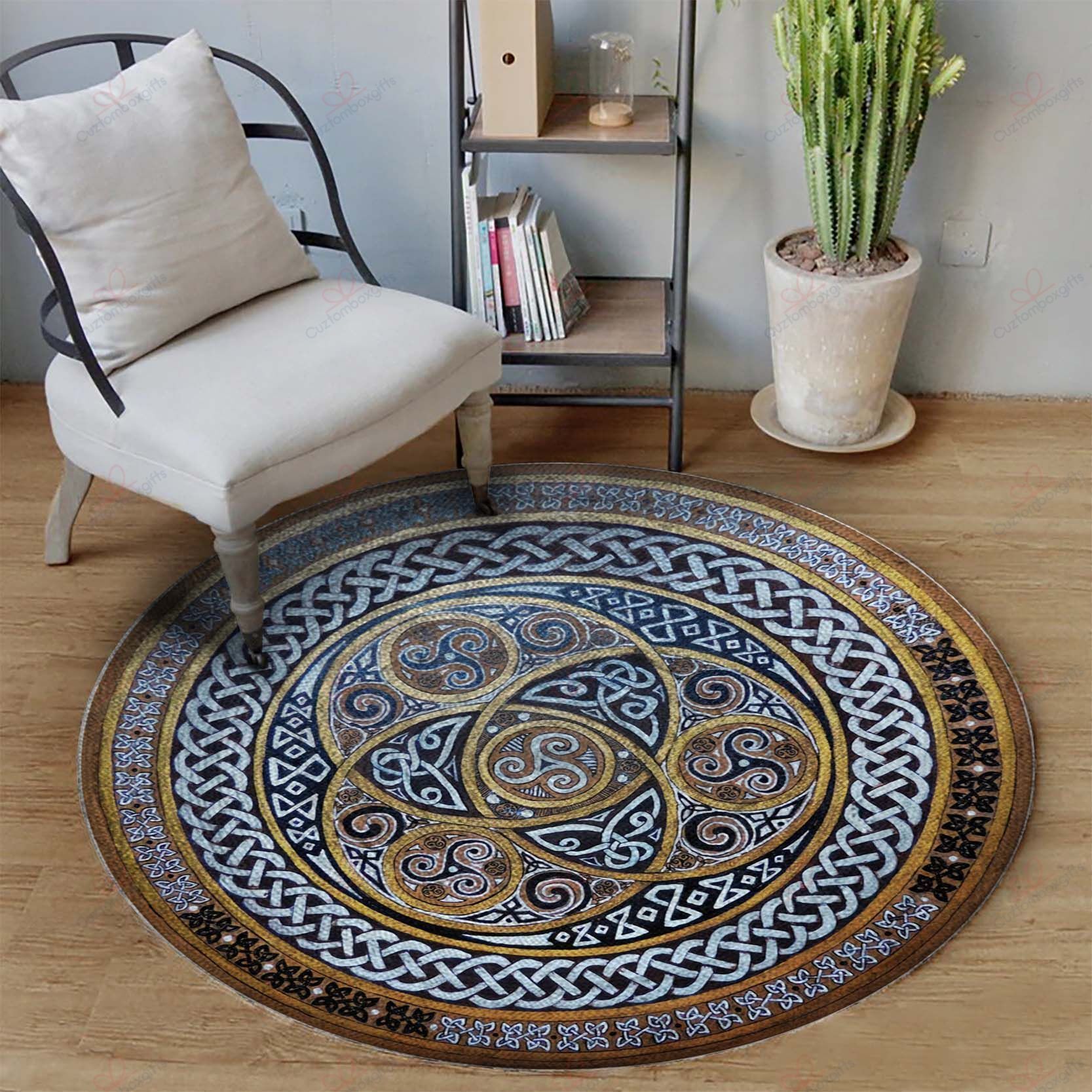 Celtic Spiral Pattern Round Carpet Floor Rug Living Room Bedroom Decor Round Area Rug Carpet Celtic Spiral Pattern Round Carpet Floor Rug Living Room Bedroom Decor Round Area Rug Carpet