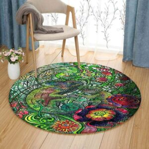 Chameleon Pattern Round Carpet Floor Rug Living Room Bedroom Decor Round Area Rug Carpet