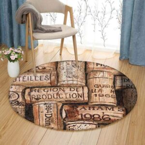 Champagne Cork Round Carpet Floor Rug Living Room Bedroom Decor Round Area Rug Carpet