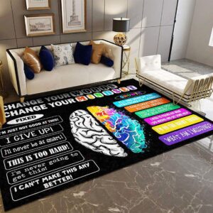 Change Your Word Change Your Mindset Brain Rug Sport Decor Gift Floor Decor Living Room Carpet Rug Area Rug - f01595609665