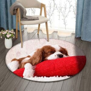 Charles Cavalier Spaniel Round Carpet Floor Rug Living Room Bedroom Decor Round Area Rug Carpet