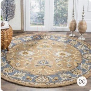 Charlton Home Cranmore Handtufted Wool Brown Round Carpet Floor Rug Living Room Bedroom Decor Round Area Rug Carpet