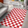 Checkered Red Pattern 4 Rug Sport Decor Gift Floor Decor Living Room Carpet Rug Area Rug - f7e1d16dc6c6
