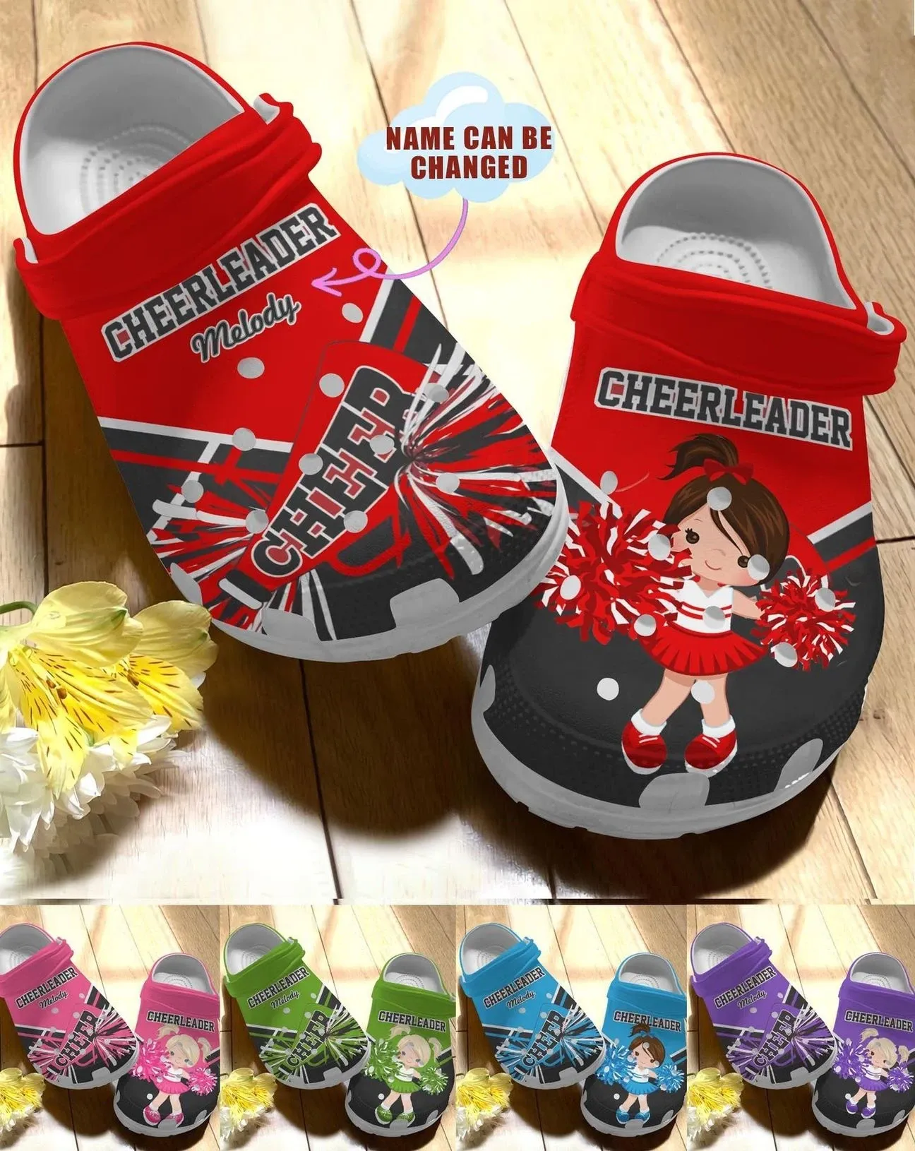 Cheerleader Personalize Clog Custom Crocs Fashionstyle Comfortable For Women Men Kid Whitesole Personalized Colorful Cheerleading Uniform Cheerleader Personalize Clog Custom Crocs Fashionstyle Comfortable For Women Men Kid Whitesole Personalized Colorful Cheerleading Uniform