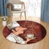 Chef Smell The Coffee Round Carpet Floor Rug Living Room Bedroom Decor Round Area Rug Carpet