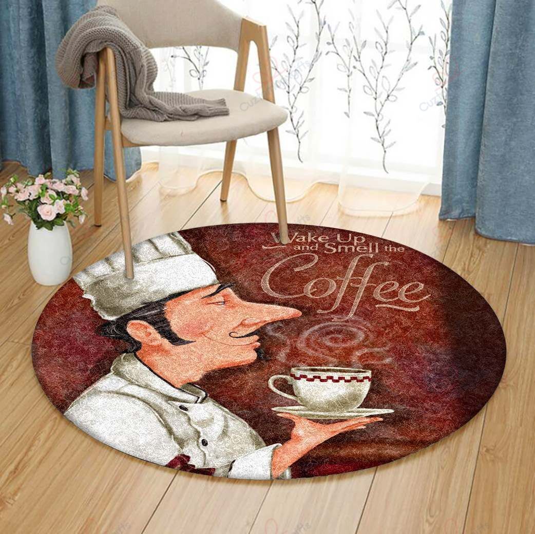 Chef Smell The Coffee Round Carpet Floor Rug Living Room Bedroom Decor Round Area Rug Carpet Chef Smell The Coffee Round Carpet Floor Rug Living Room Bedroom Decor Round Area Rug Carpet