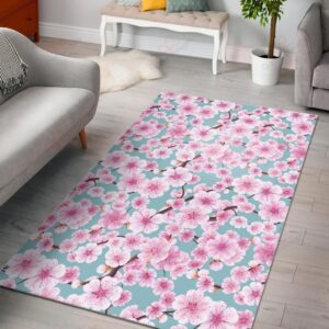 Cherry Blossom Sakura Blue Rug Sport Decor Gift Floor Decor Living Room Carpet Rug Area Rug - ed2bde76b3f0