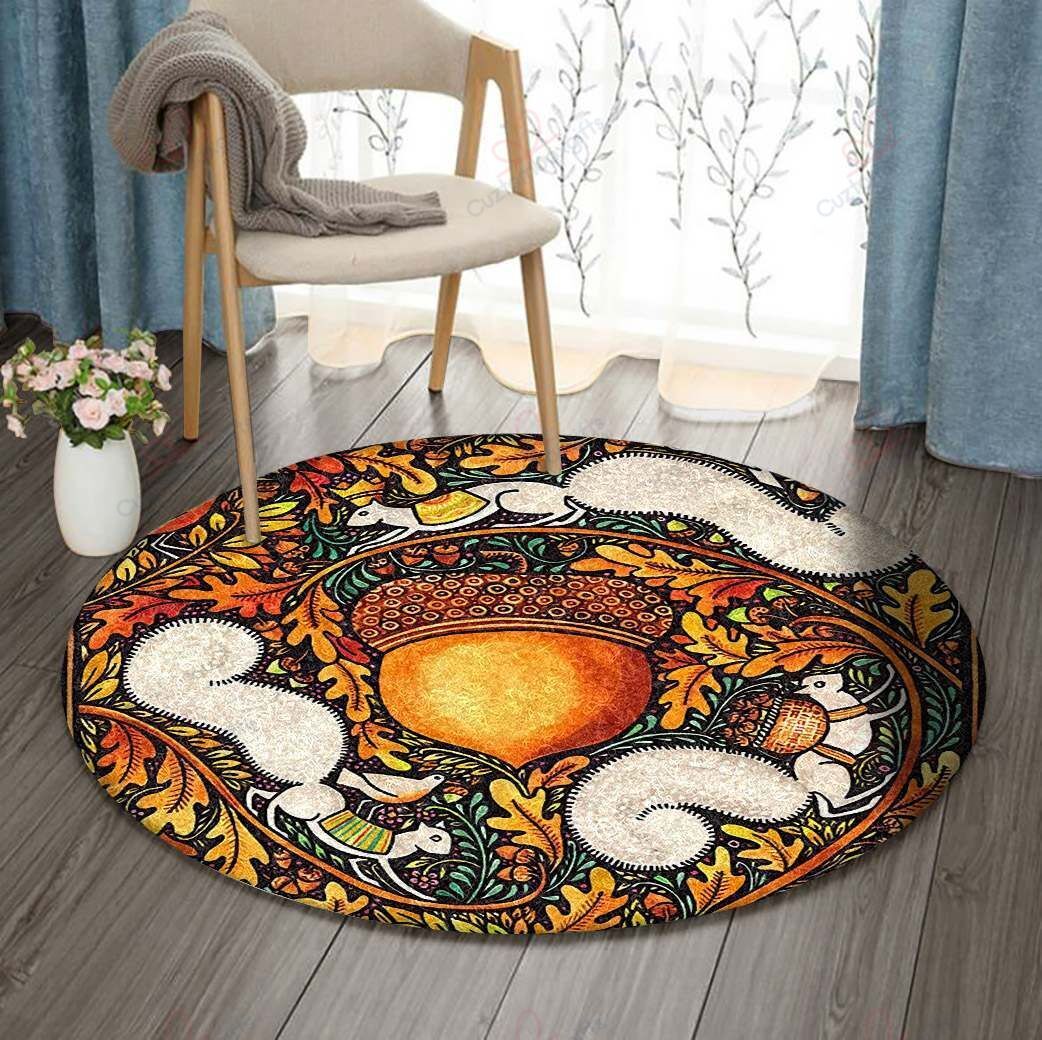 Chestnut And Squirrel Round Carpet Floor Rug Living Room Bedroom Decor Round Area Rug Carpet Chestnut And Squirrel Round Carpet Floor Rug Living Room Bedroom Decor Round Area Rug Carpet