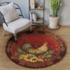 Chicken And Flowers Round Carpet Floor Rug Living Room Bedroom Decor Round Area Rug Carpet