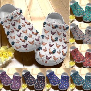 Chicken Crocs Clog Classic Clog Whitesole Chicken Pattern 3 Shoes