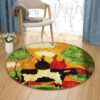Chicken Dairy Cows Round Carpet Floor Rug Living Room Bedroom Decor Round Area Rug Carpet