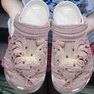 Chicken Personalize Clog Custom Crocs Fashionstyle Comfortable For Women Men Kid Print 3D Whitesole Pink