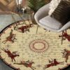 Chief Riding Horses Native American Pride Round Carpet Floor Rug Living Room Bedroom Decor Round Area Rug Carpet