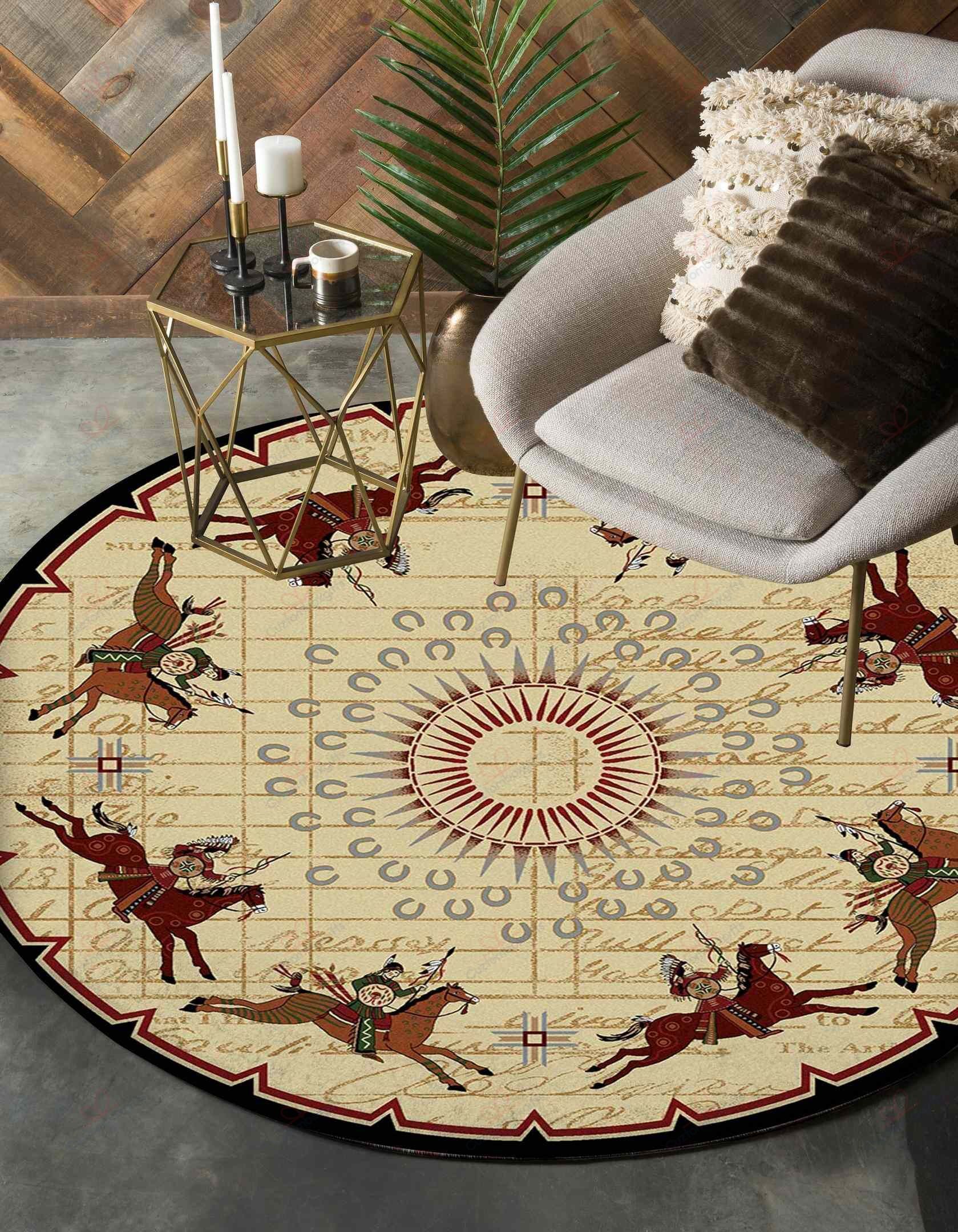 Chief Riding Horses Native American Pride Round Carpet Floor Rug Living Room Bedroom Decor Round Area Rug Carpet Chief Riding Horses Native American Pride Round Carpet Floor Rug Living Room Bedroom Decor Round Area Rug Carpet