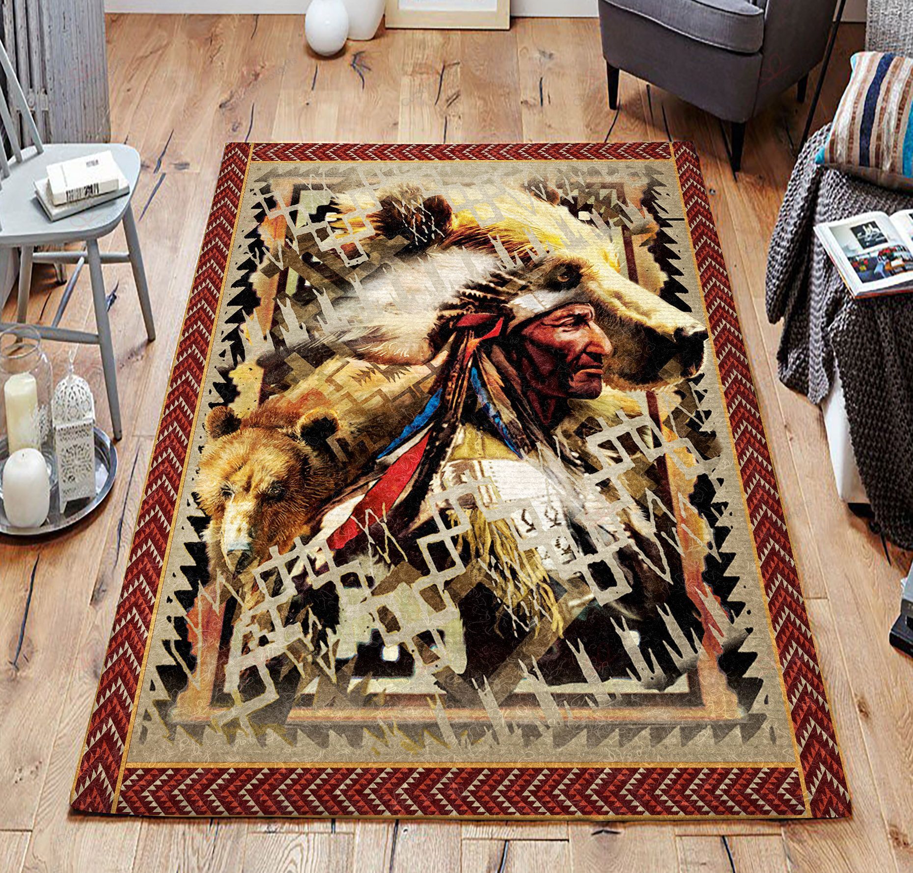 Chief With Two Bears Rug Sport Decor Gift Floor Decor Living Room Carpet Rug Area Rug - 11f4db216387 Chief With Two Bears Rug Sport Decor Gift Floor Decor Living Room Carpet Rug Area Rug - 11f4db216387