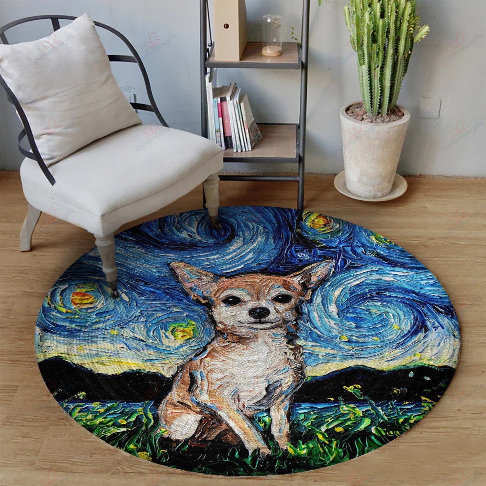 Chihuahua Canvas Water Round Carpet Floor Rug Living Room Bedroom Decor Round Area Rug Carpet Chihuahua Canvas Water Round Carpet Floor Rug Living Room Bedroom Decor Round Area Rug Carpet